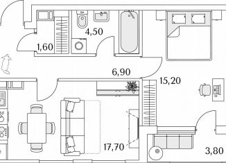 Продается 1-ком. квартира, 47.8 м2, Санкт-Петербург, Планерная улица, 99, муниципальный округ Юнтолово