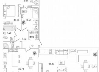 Продажа 3-ком. квартиры, 96.8 м2, Санкт-Петербург, Октябрьская набережная, 116, муниципальный округ Народный