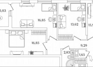 Продажа 3-комнатной квартиры, 85.1 м2, Санкт-Петербург, Октябрьская набережная, 116, муниципальный округ Народный