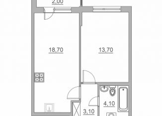 Продается однокомнатная квартира, 40.6 м2, Всеволожск, Взлётная улица, 14