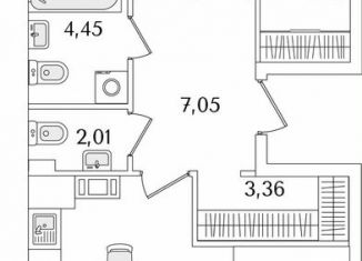 2-ком. квартира на продажу, 68.8 м2, Санкт-Петербург, Октябрьская набережная, 116, муниципальный округ Народный