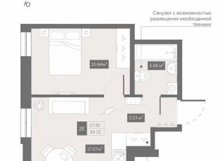 Продам 1-комнатную квартиру, 34.7 м2, Санкт-Петербург, метро Старая Деревня, Коломяжский проспект, 4