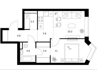 Продается 1-комнатная квартира, 41.1 м2, Москва, район Очаково-Матвеевское, жилой комплекс Мичуринский Парк, 4.3