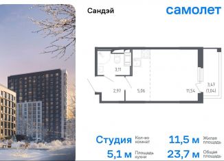 Продажа квартиры студии, 23.7 м2, Санкт-Петербург, жилой комплекс Сандэй, 7.2