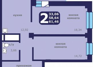 Продажа 2-ком. квартиры, 61.5 м2, Красноярск, улица Шевченко, 1