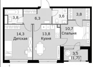 Продается 2-комнатная квартира, 53.3 м2, Москва, район Покровское-Стрешнево, Строительный проезд, 9с9