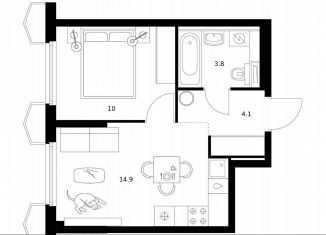 1-ком. квартира на продажу, 32.8 м2, Москва