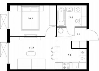 Продается 1-комнатная квартира, 33.8 м2, Московская область