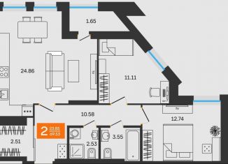 Продаю 2-комнатную квартиру, 69.5 м2, Уфа, улица Султанова, 28