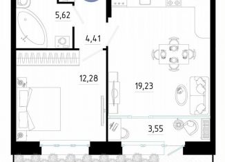 Продается 1-комнатная квартира, 64.3 м2, Рязань