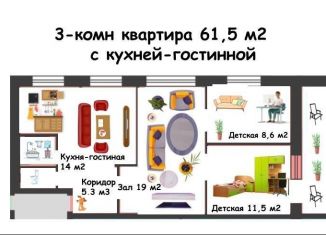 Продается 3-ком. квартира, 61 м2, Нижний Новгород, проспект Кирова, 33А, метро Комсомольская