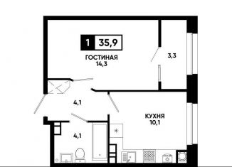 1-комнатная квартира на продажу, 35.9 м2, Ставрополь