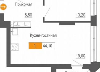 Продам однокомнатную квартиру, 44.1 м2, Екатеринбург, улица Академика Бардина, 21А, Ленинский район