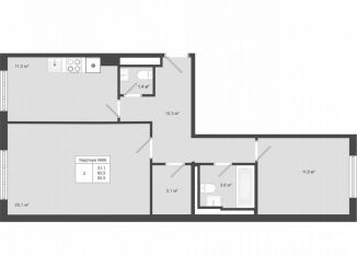 Продажа двухкомнатной квартиры, 60.5 м2, деревня Яковлево