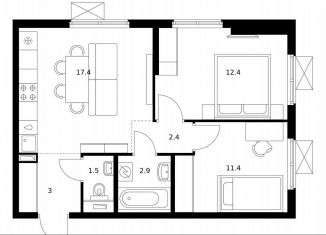 Продам 2-комнатную квартиру, 51 м2, Щербинка