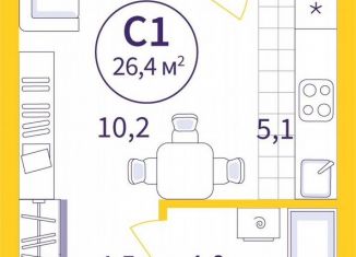 Продается квартира студия, 25.1 м2, Самара, метро Победа, улица 22-го Партсъезда, 1