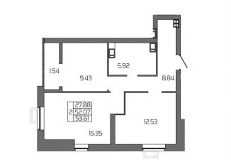 Продаю 2-ком. квартиру, 53.6 м2, Волгоград