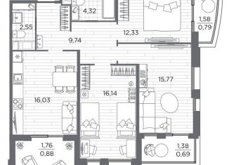 Продается 3-ком. квартира, 79.8 м2, Санкт-Петербург, Калининский район