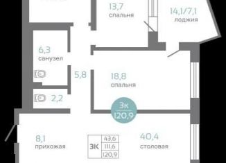 3-комнатная квартира на продажу, 120.9 м2, Красноярский край