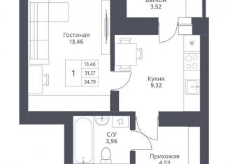 Продажа 1-комнатной квартиры, 31.3 м2, Новосибирск, метро Сибирская, улица Дуси Ковальчук, 246