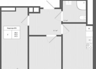 Продам двухкомнатную квартиру, 57.3 м2, деревня Яковлево