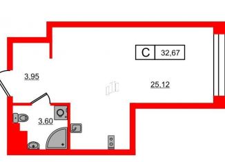 Продам квартиру студию, 32.7 м2, Санкт-Петербург, улица Челюскина, 8, Василеостровский район