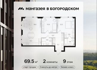 Продажа двухкомнатной квартиры, 69.5 м2, Москва, ВАО