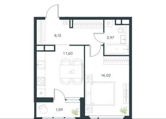 Продаю 1-комнатную квартиру, 39.3 м2, Московская область