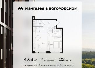 Продам 1-ком. квартиру, 47.9 м2, Москва, Бульвар Рокоссовского