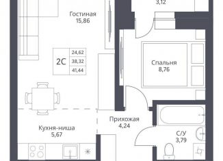 2-ком. квартира на продажу, 38.3 м2, Новосибирская область, улица Дуси Ковальчук, 246