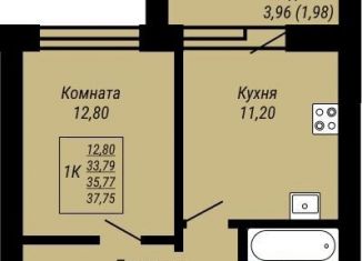 1-комнатная квартира на продажу, 37.8 м2, Иваново