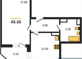 Продажа 1-комнатной квартиры, 43.1 м2, Воронеж, улица Полковника Богомолова, 1