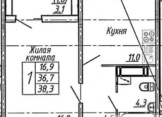 Продажа 1-комнатной квартиры, 38.3 м2, Воронеж, улица Пескова, 6