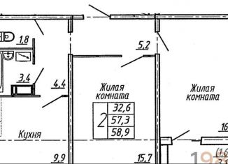 Продается 2-ком. квартира, 58.9 м2, Воронеж, улица Пескова, 6