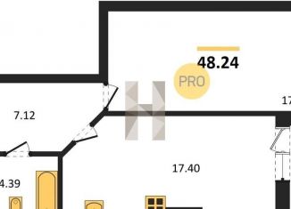 Продам 1-комнатную квартиру, 48.2 м2, Новосибирск