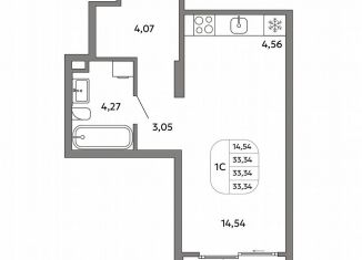 Продается квартира студия, 33.3 м2, Екатеринбург, метро Проспект Космонавтов