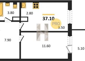 Продается однокомнатная квартира, 37.1 м2, Новосибирск