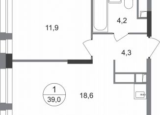 Продажа однокомнатной квартиры, 39 м2, Москва