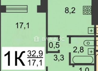 Продажа 1-ком. квартиры, 32.9 м2, Нижний Новгород, улица Краснодонцев, 21, метро Комсомольская