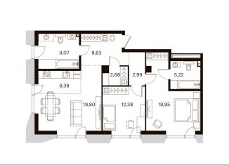 Продается трехкомнатная квартира, 86.1 м2, Хабаровский край, улица Истомина, 9