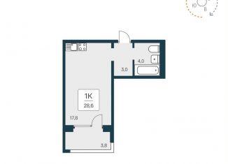 Продам однокомнатную квартиру, 28.6 м2, Новосибирская область, улица Сибиряков-Гвардейцев, 53/10