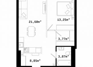 Продается 1-комнатная квартира, 51.3 м2, Челябинск, Центральный район, улица Труда, 187