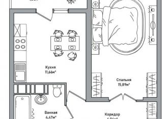 Продаю 1-ком. квартиру, 38.3 м2, Ярославль, проспект Фрунзе, 56Д