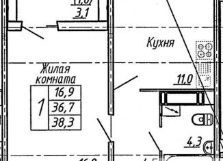 Продам однокомнатную квартиру, 38.3 м2, Воронеж, улица Пескова, 6, Центральный район