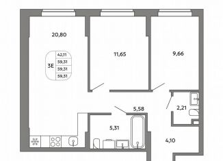 Продам 3-комнатную квартиру, 59.3 м2, Екатеринбург