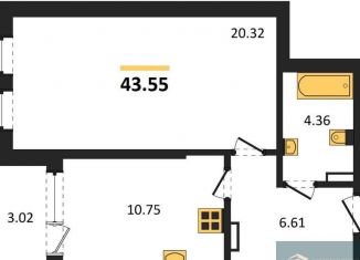 1-комнатная квартира на продажу, 43.6 м2, Воронеж, улица 45-й Стрелковой Дивизии, 259/27, Коминтерновский район