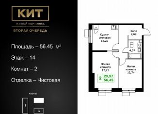 2-комнатная квартира на продажу, 56.5 м2, Московская область, Шараповский проезд, 4