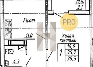 1-ком. квартира на продажу, 38.3 м2, Воронеж, улица Пескова, 6, Центральный район