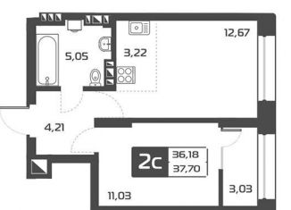 Продается двухкомнатная квартира, 37.7 м2, Новосибирск, Октябрьский район, Выборная улица, 133/1