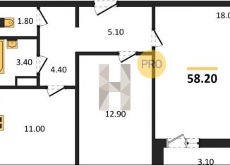 2-ком. квартира на продажу, 58.2 м2, Воронеж, улица Пескова, 6